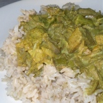 Curried turkey over rice